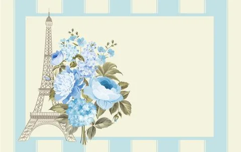 Eiffel tower card Stock Illustration