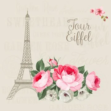 Eiffel tower card Stock Illustration