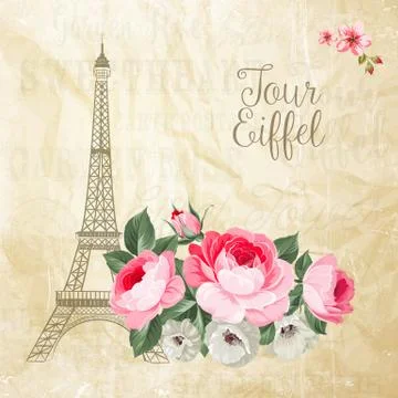 Eiffel tower card Illustrazione stock