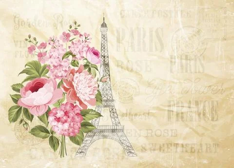 Eiffel tower card Illustrazione stock