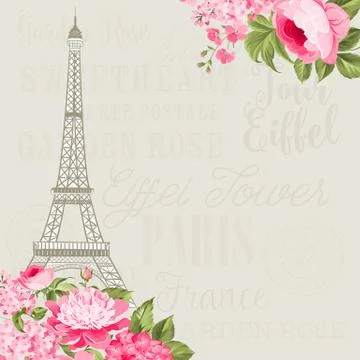 Eiffel tower card Illustrazione stock