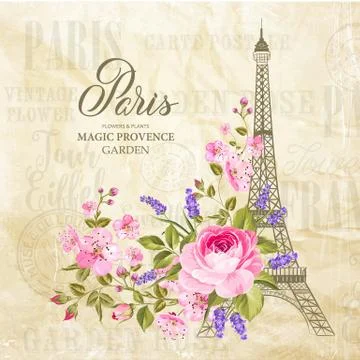 Eiffel tower card Illustrazione stock