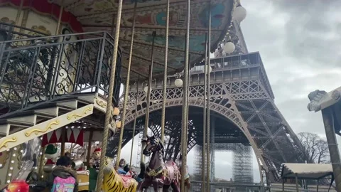 Eiffel Tower Carousel Stock Footage 148958809