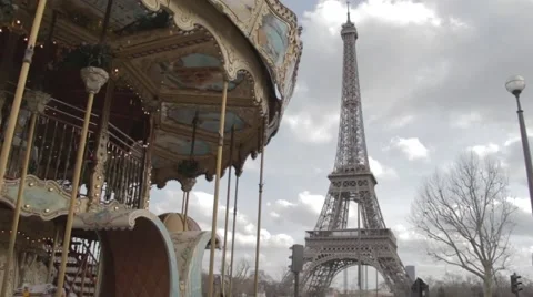 Eiffel Tower with Carrousel. Stock-Footage 50358658