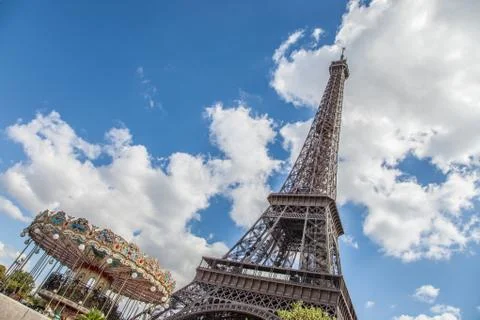 Eiffel Tower with Carrousel Stock Photos