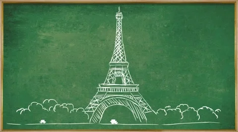 Eiffel Tower - Chalkboard 01 Stock Footage 52927562