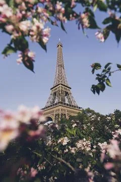 The Eiffel Tower at Champ de Mars in Paris, France Stock Photos
