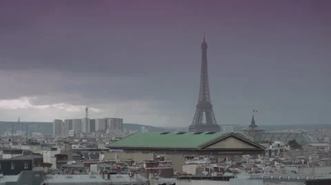 Eiffel Tower in cityscape of Paris Stock Footage 34185955