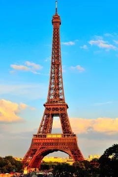 Eiffel tower closeup at sunset 写真素材