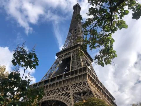 Eiffel tower in clouds beautiful view of eiffel tower in paris france Stock Photos