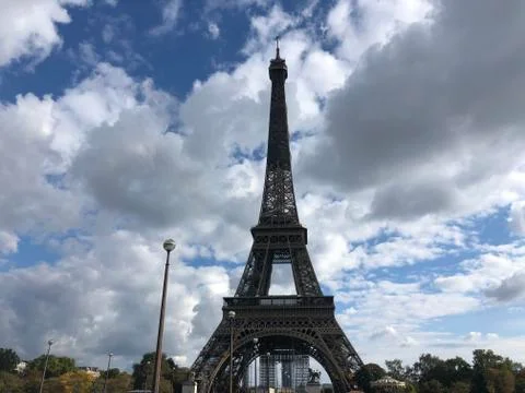 Eiffel tower in clouds beautiful view of eiffel tower in paris france Stock Photos