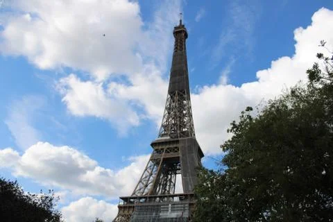 Eiffel tower in clouds beautiful view of eiffel tower in paris france Stock Photos