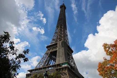 Eiffel tower in clouds beautiful view of eiffel tower in paris france Stock Photos
