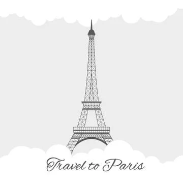 Eiffel tower with clouds Stock Illustration