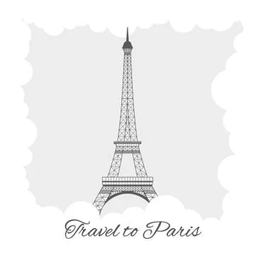 Eiffel tower with clouds イラスト素材