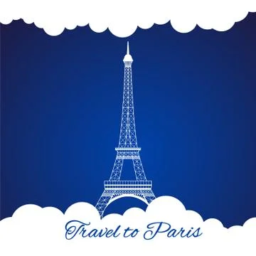 Eiffel tower with clouds Stock Illustration