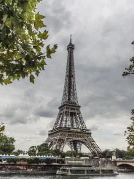 Eiffel Tower with Clouds Overhead 写真素材