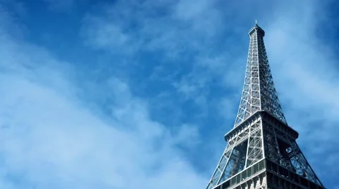 The Eiffel Tower With Clouds Passing Stock Footage 63475949