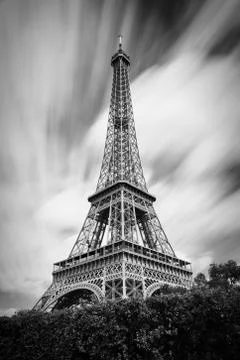 Eiffel tower in the clouds Stock Photos