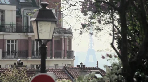 Eiffel Tower on Cloudy Day Stock Footage 36034607