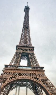 The Eiffel Tower on a cloudy winter day - Paris Stock Photos