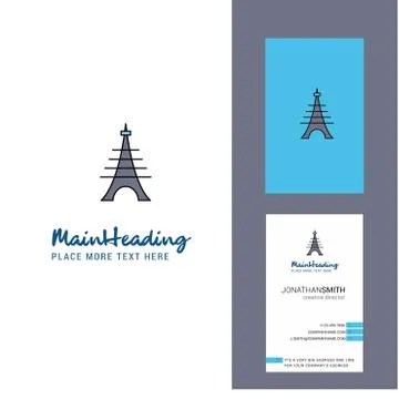 Eiffel tower Creative Logo and business card. vertical Design Vector Stock Illustration
