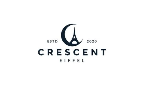 Eiffel tower with crescent  logo icon  design Stock Illustration