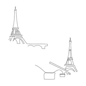 Eiffel Tower design silhouette. One line art. Stock Illustration