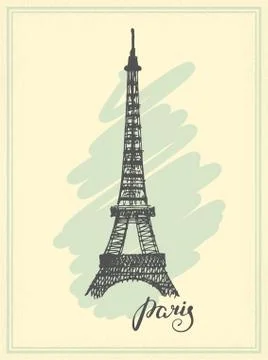 Eiffel Tower drawn in a simple sketch style Stock Illustration