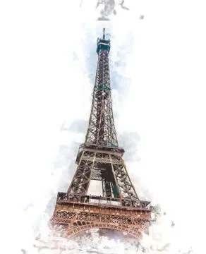 Eiffel tower at dusk 스톡 일러스트
