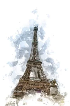 Eiffel tower at dusk Stock Illustration