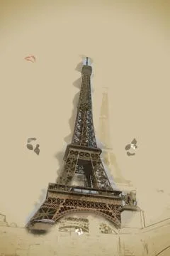 Eiffel tower at dusk 스톡 일러스트