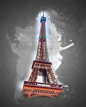 Eiffel tower at dusk Stock Illustration