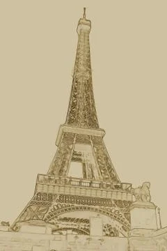 Eiffel tower at dusk Stock Illustration