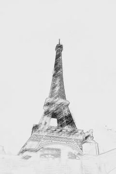 Eiffel tower at dusk Stock Illustration