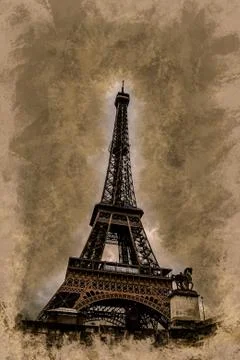 Eiffel tower at dusk Ilustração Stock