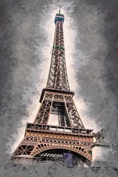 Eiffel tower at dusk Stock Illustration