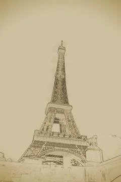 Eiffel tower at dusk Illustrazione stock