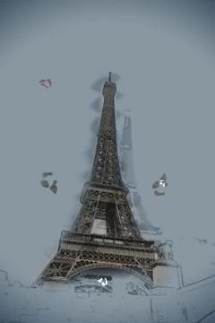 Eiffel tower at dusk Ilustração Stock