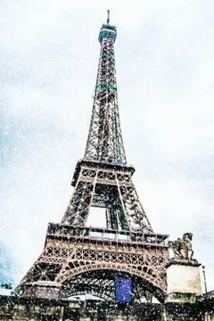 Eiffel tower at dusk Stock Photos