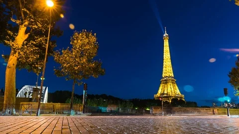 Eiffel Tower Dusk Time-lapse Stock Footage 69878292