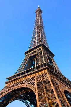 Eiffel tower Eiffel tower close-up against blue sky, Paris, France. Copyri... Stock-Fotos
