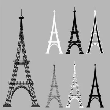 Eiffel Tower Eiffel Tower Silhouettes Isolared on Grey Background. Copyrig... Stockfoto's