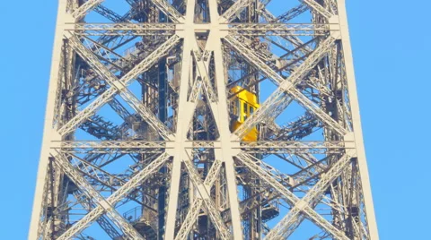 Eiffel tower elevator follow tracking shot Stock Footage 41510499