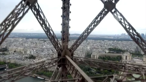 Eiffel Tower Elevator going up Stock Footage 67602653