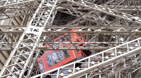 Eiffel Tower Elevator Outside Leg Stock Footage 58586991