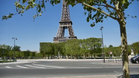 Eiffel tower empty place -COVID19 Stock Footage 128605381