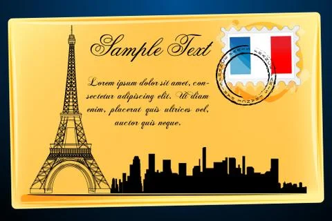 Eiffel tower on envelope Stock-Illustration