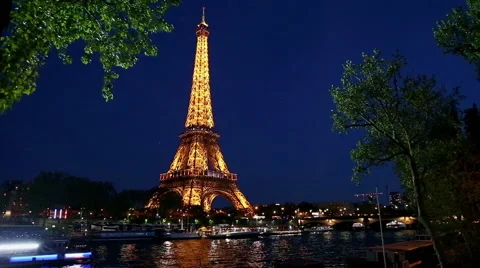 The Eiffel Tower in the evening in Paris Stock Footage 64070764