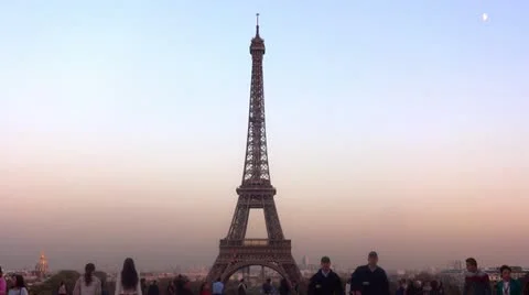 Eiffel Tower at evening sunset Видео 12654118
